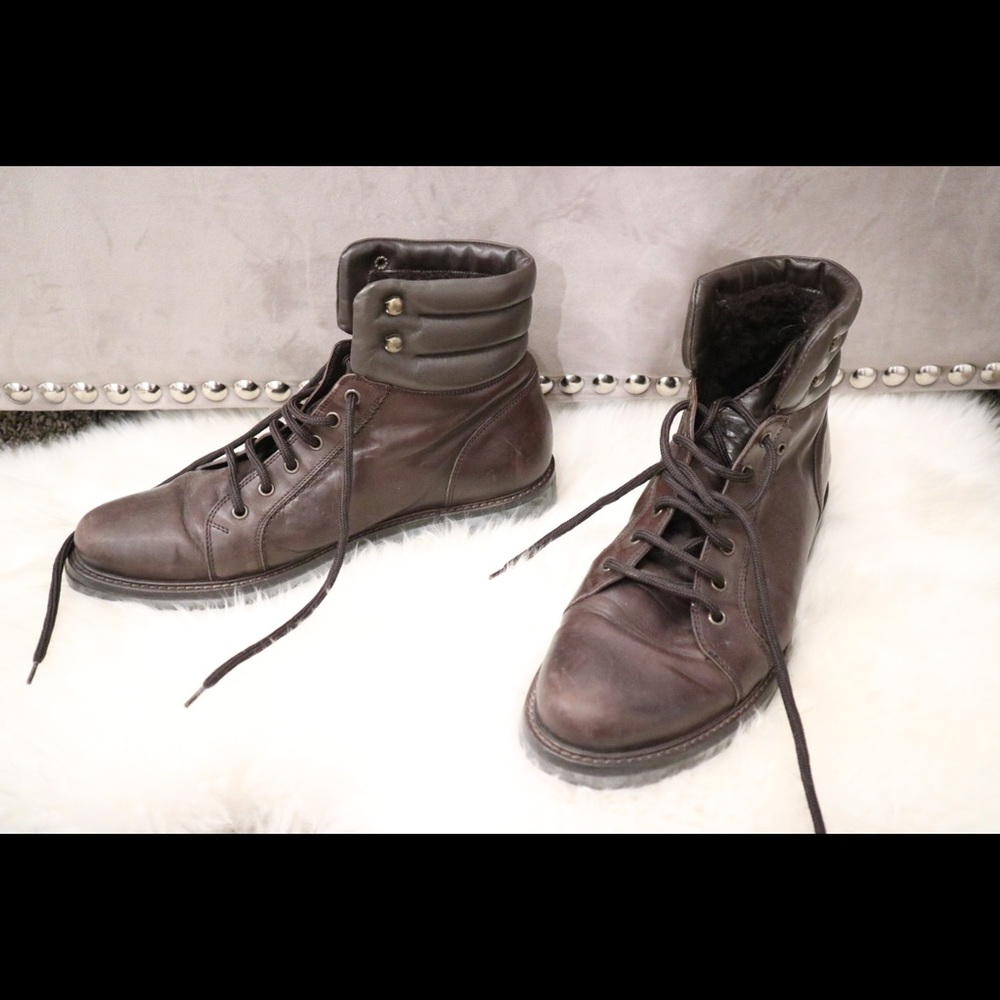Ermenegildo Zegna Leather Boots w Shearling Lining